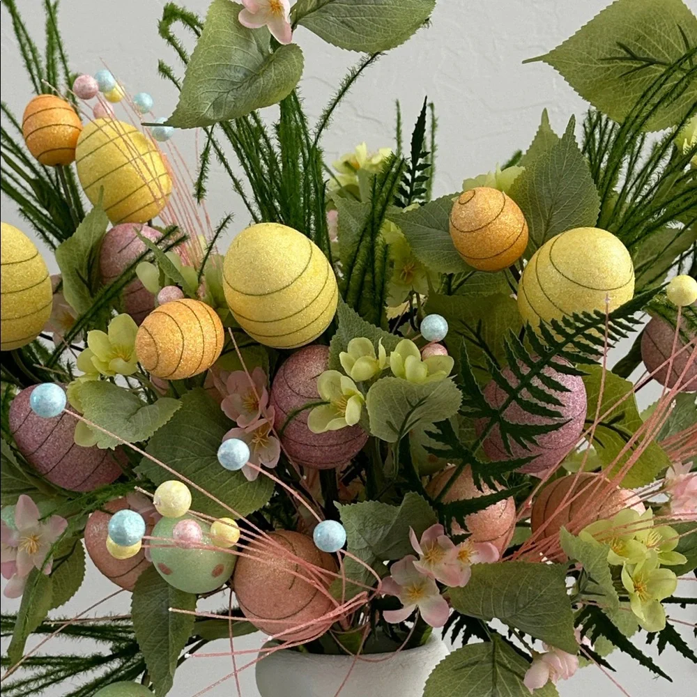 🌸NEW Easter Spring Pastel Floral Arrangement - Yellow & Pink Artificial Bouquet.